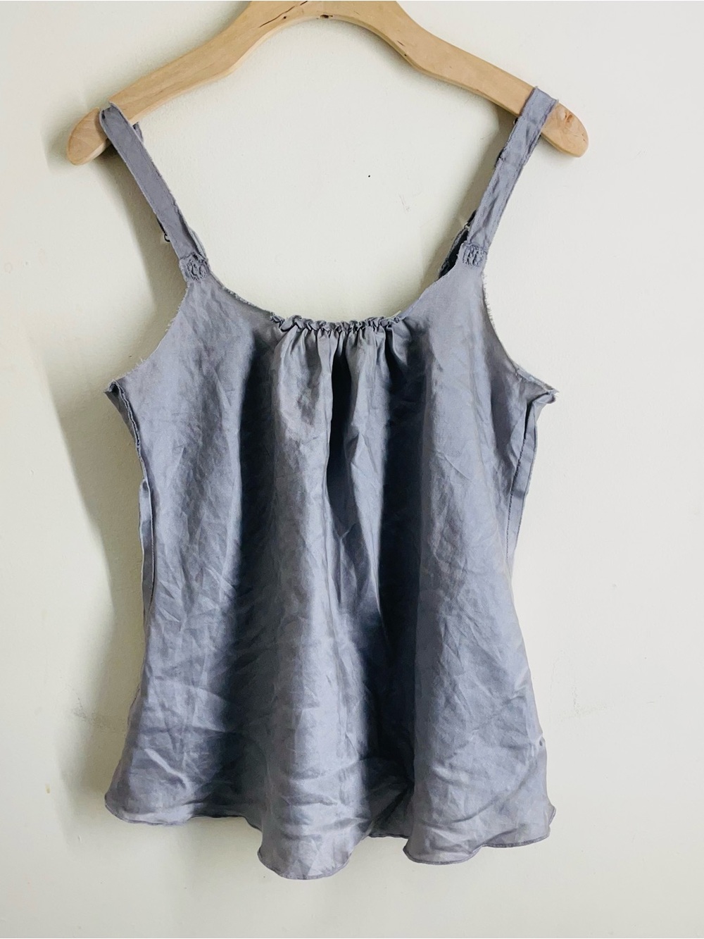 Brazeau Tricot Silk Cotton Gray Silver Strappy Tank Top Cami Size 1 (S)